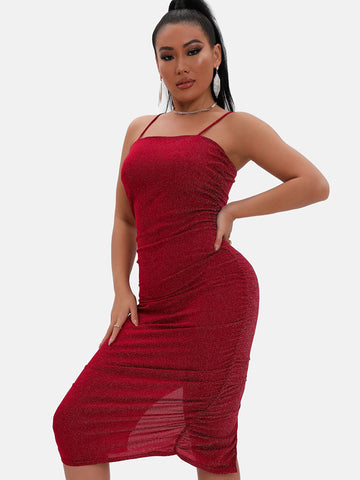 Spaghetti Strap Split Midi Dress