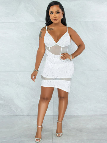 Rhinestone Bodycon Mini Dress