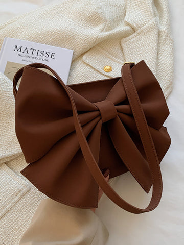 Bow Decor Zipper Square Bag