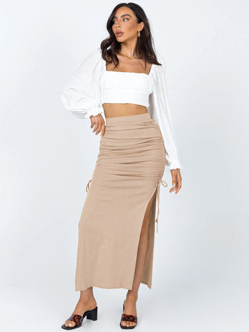 Ribbed Split Maxi Skirt