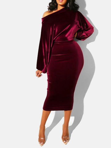 Velvet Off Shoulder Party Dress