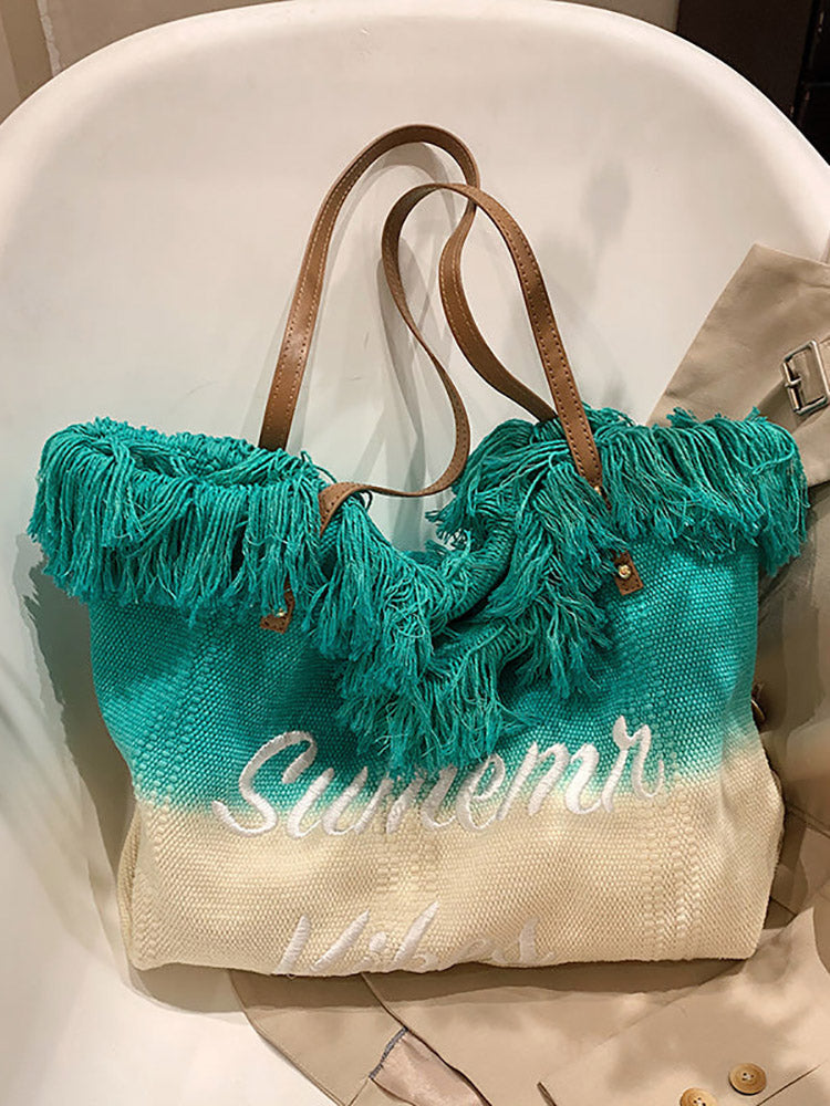 Summer Vibe Tassel Tote Bag