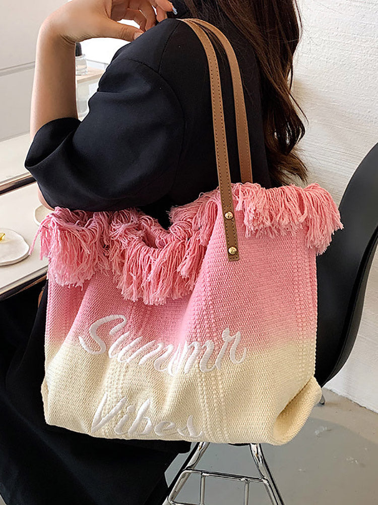 Summer Vibe Tassel Tote Bag