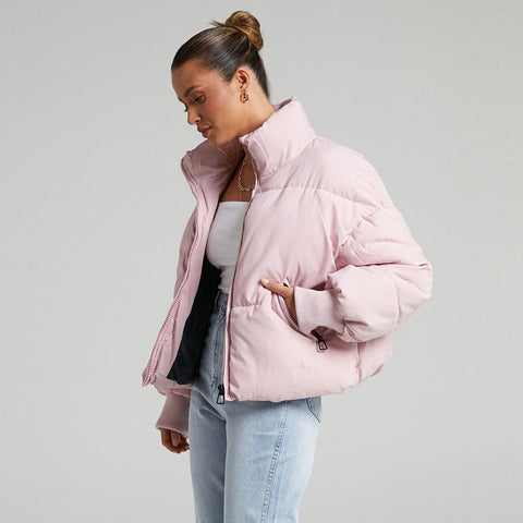 Long Sleeve Puffer Jacket - Pink