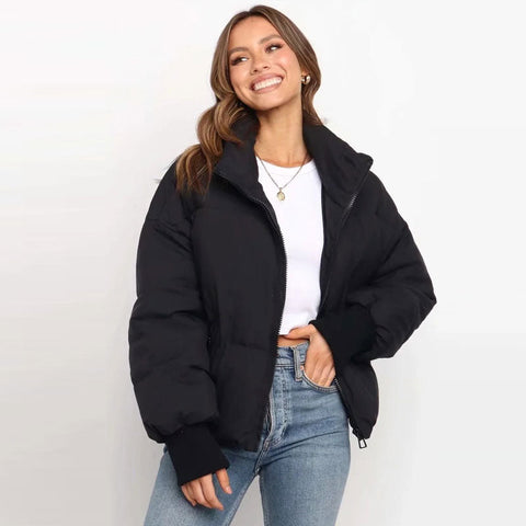 Long Sleeve Puffer Jacket - Black