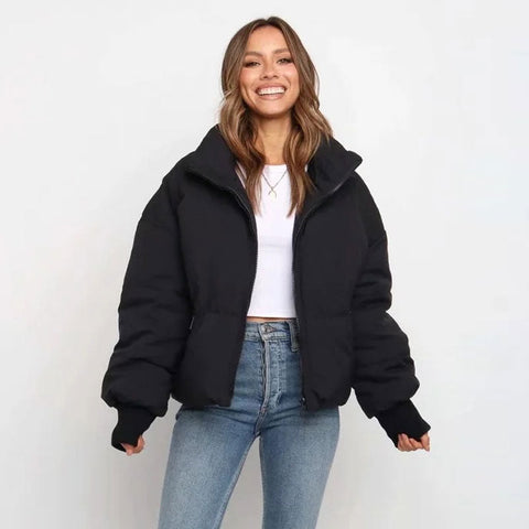 Long Sleeve Puffer Jacket - Black