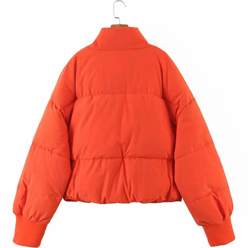 Long Sleeve Puffer Jacket - Burnt Orange