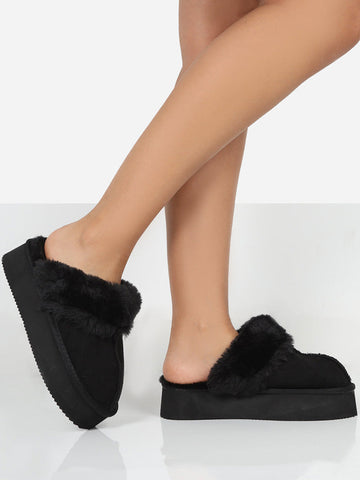 Plush Suede Platform Slider