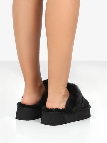 Plush Suede Platform Slider