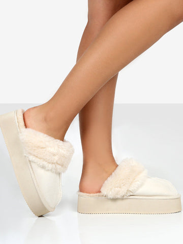 Plush Suede Platform Slider