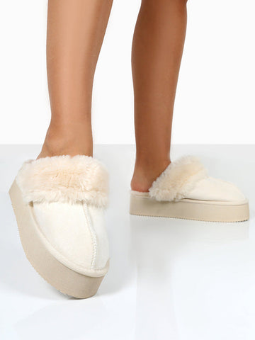 Plush Suede Platform Slider