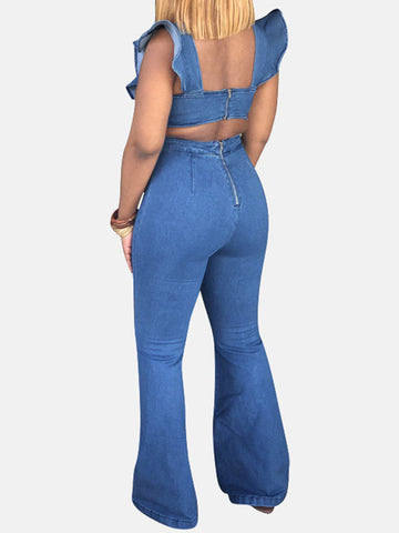 Ruffle Sleeve Flare Pants Jumpsuit