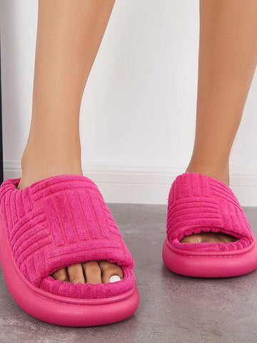 Towel Round Toe Platform Slides