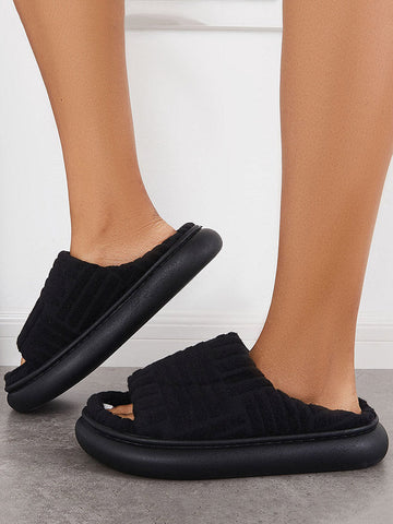 Towel Round Toe Platform Slides