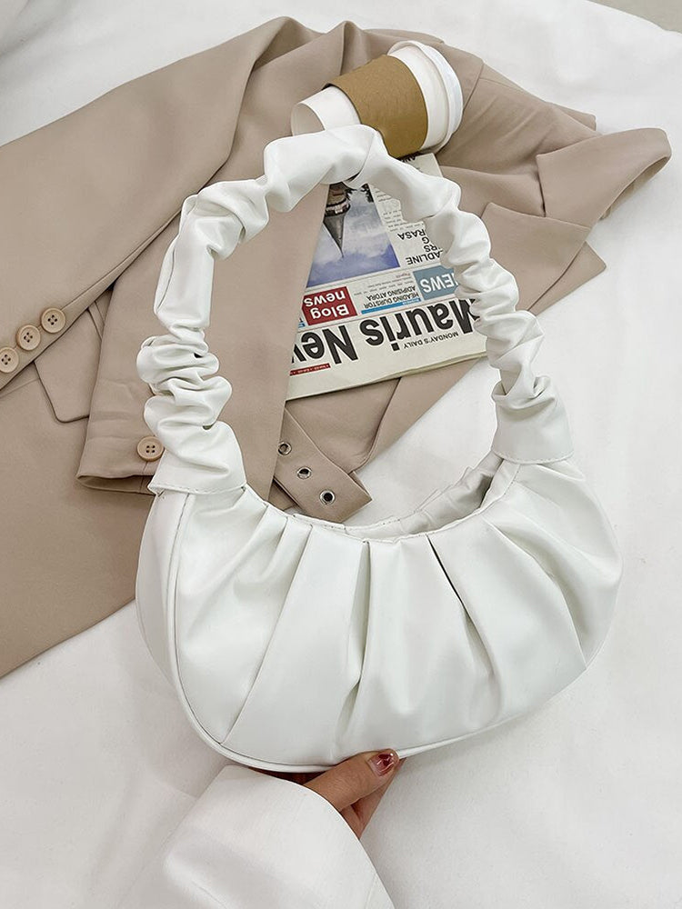 Pleated  Solid Color Shoulder Bag