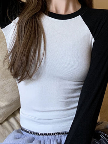 Raglan Sleeve Rib Crop Top