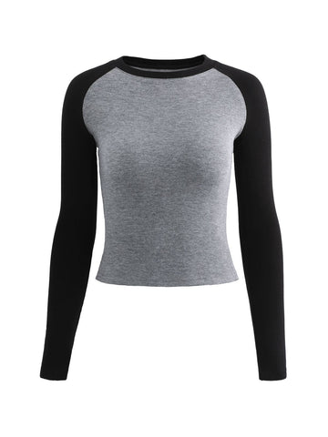 Crop-Top mit Raglanärmeln und Rippenmuster