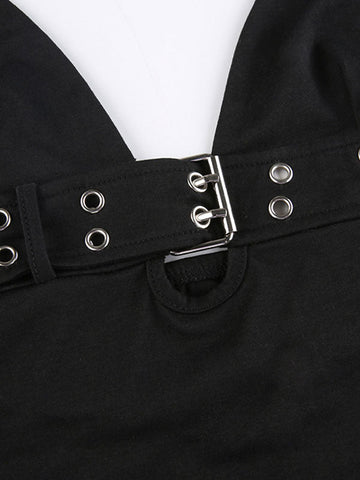 Neckholder-Crop-Top mit Schnallenriemen