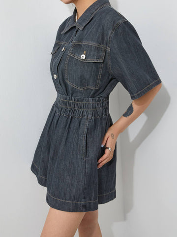 Relax Fit Wash Denim Two Piece Set