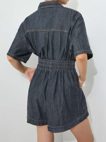 Relax Fit Wash Denim Two Piece Set