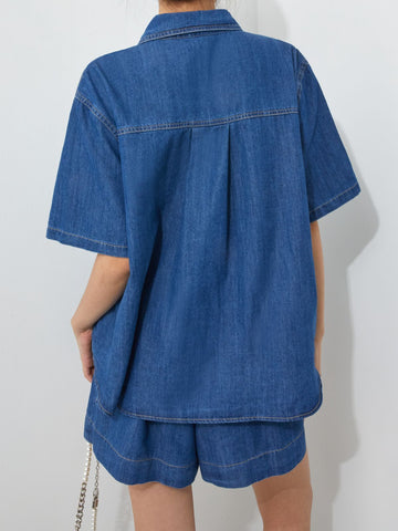 Relax Fit Wash Denim Two Piece Set