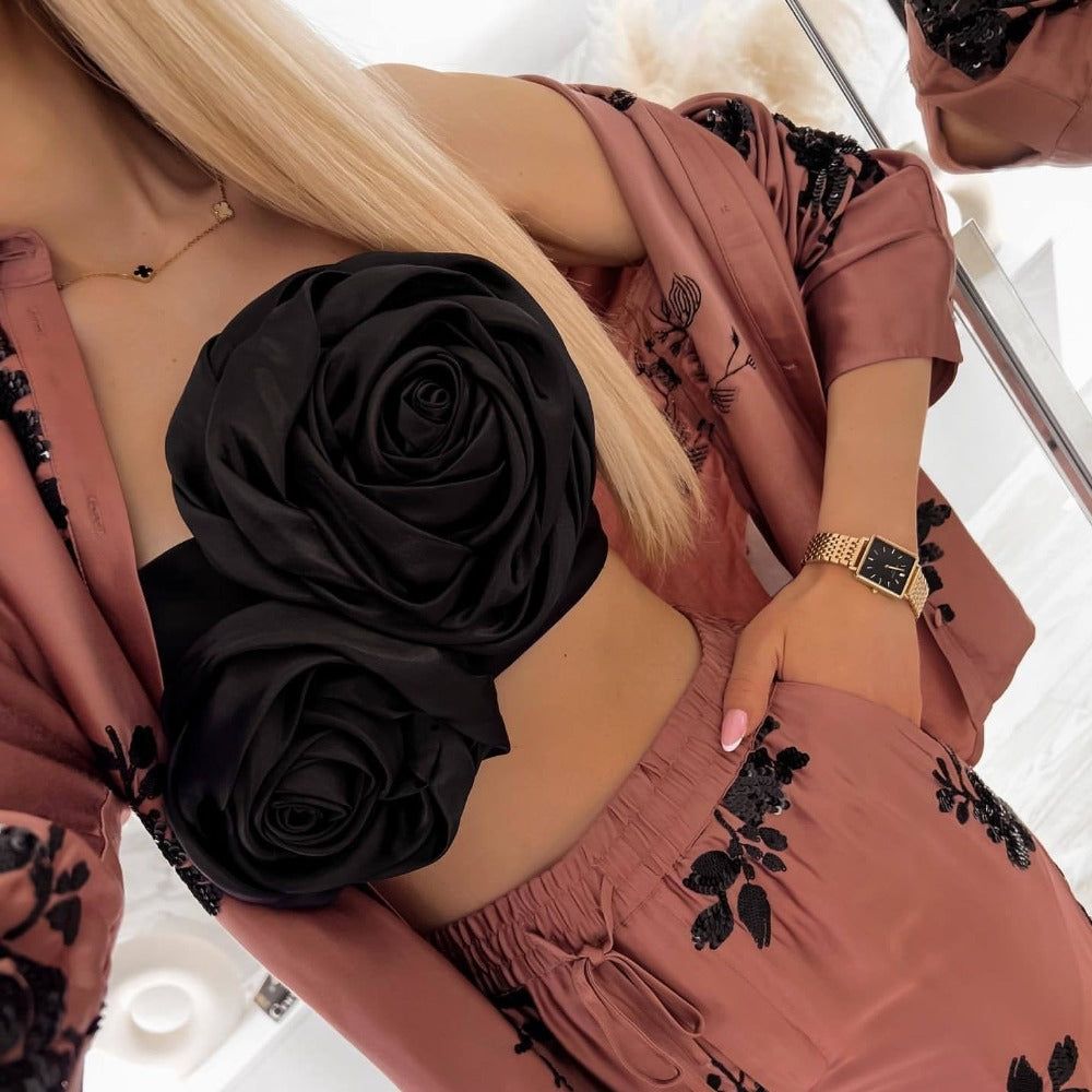 Kurzes Satin-Top „Rosebud“ 