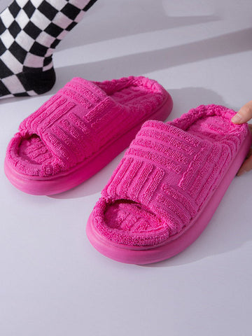 Towel Round Toe Platform Slides