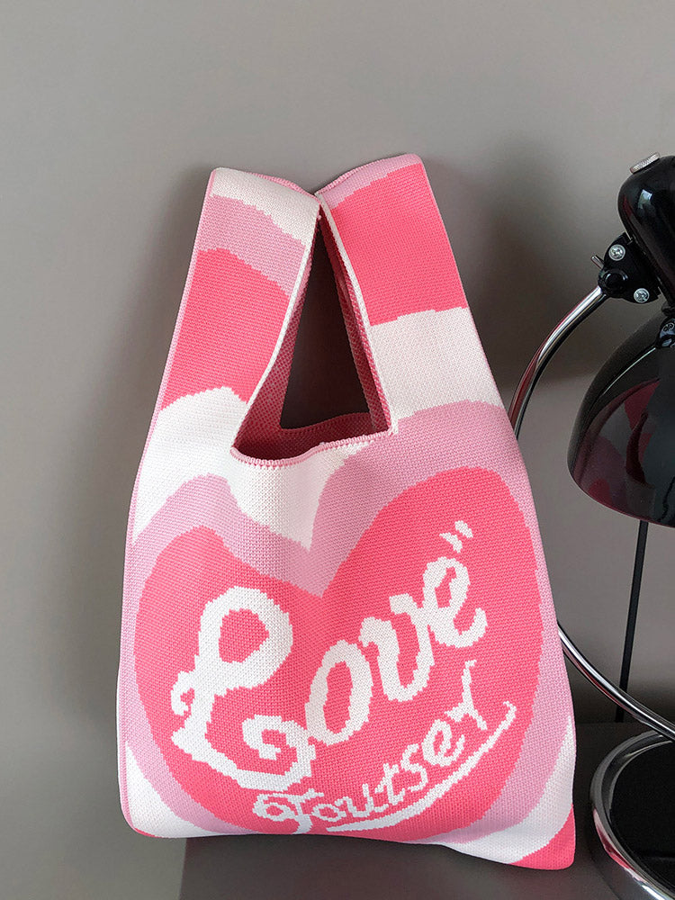 LOVE Heart Pattern Crochet Bag