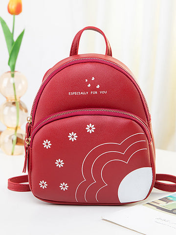 Flower Letter Print Backpack