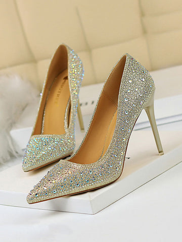 Tacones de aguja para fiesta con diamantes de imitación