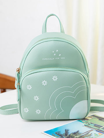 Flower Letter Print Backpack