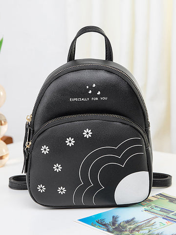 Rucksack mit Blumen- und Buchstaben-Print