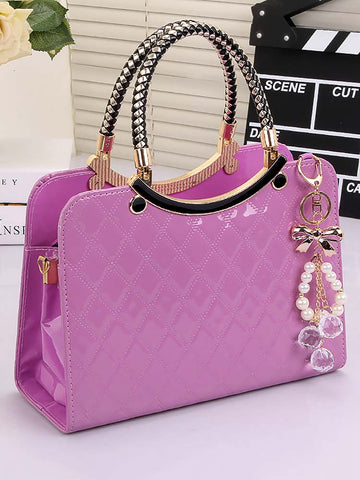 Rhombus Solid Color Handbag