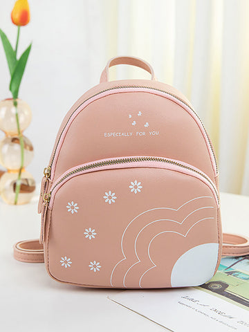 Flower Letter Print Backpack