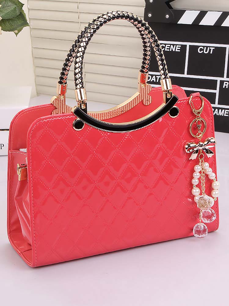 Rhombus Solid Color Handbag