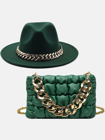 Conjunto de bolso de cadena y sombrero a juego