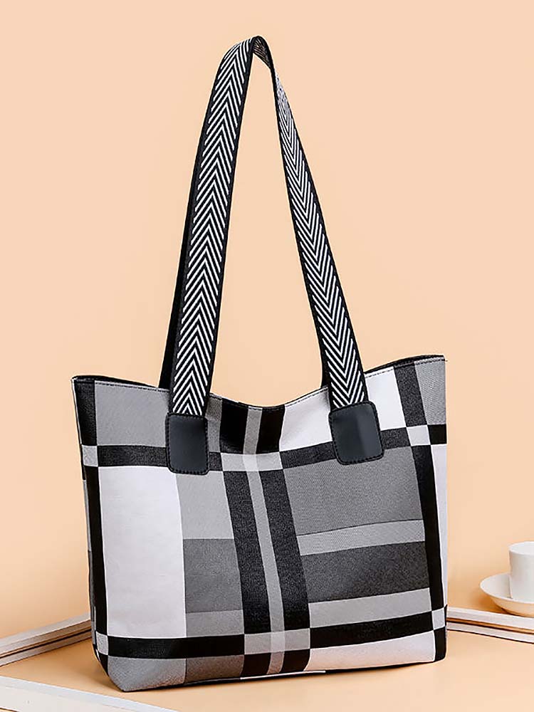 Plaid Large Capacity Tote