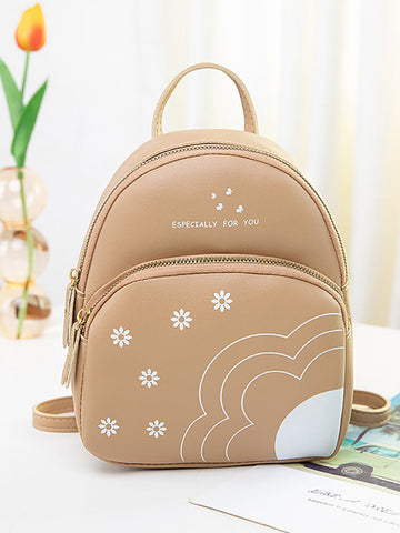 Flower Letter Print Backpack