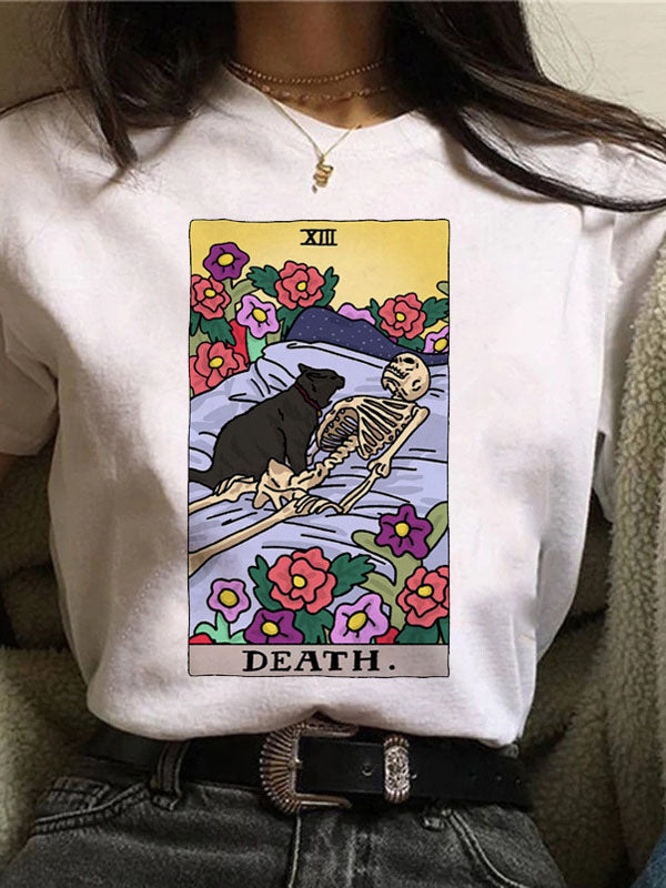 T-Shirt mit Tarot-Karten- und Katzen-Grafik