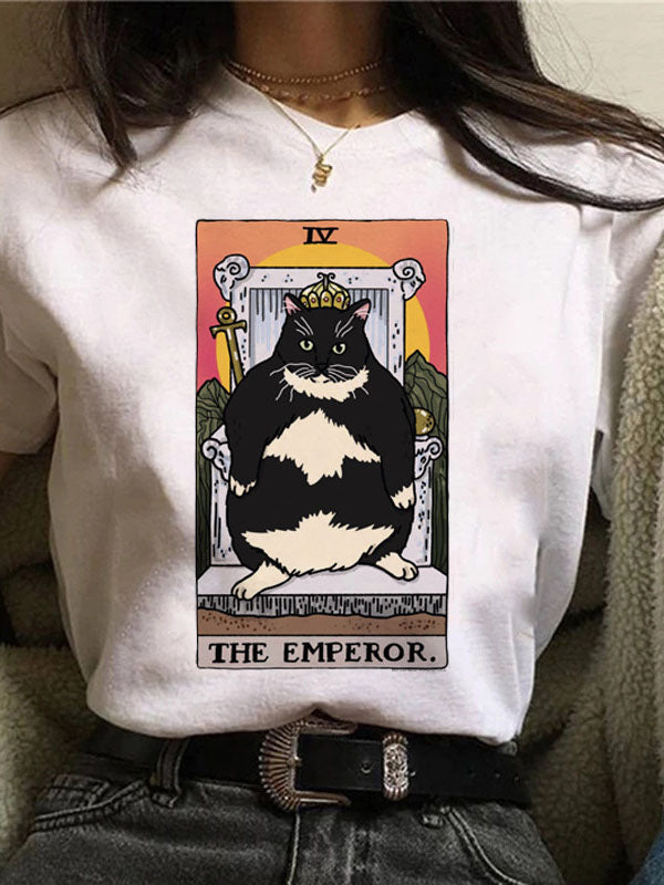 Camiseta con gráfico de gato con carta del tarot