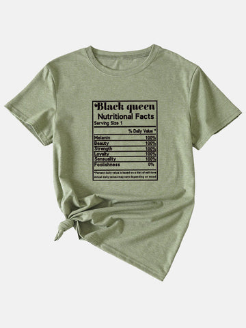 Información nutricional de la camiseta Black Queen