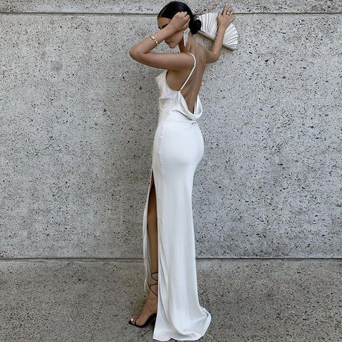 That Vogue Satin Slit Maxi Dress