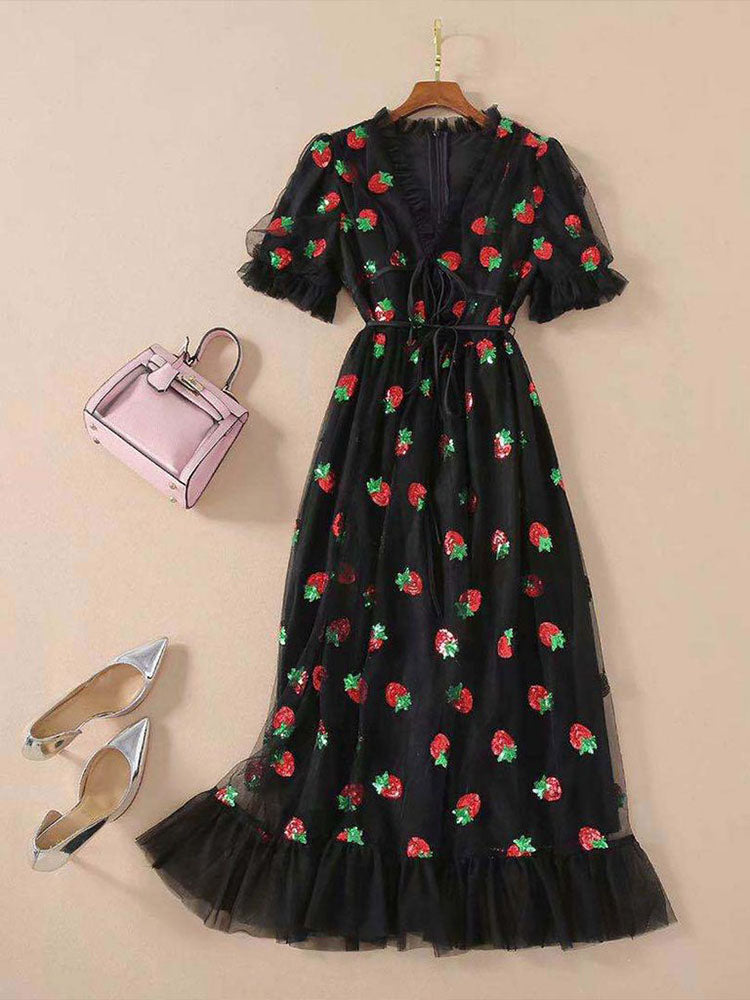 Strawberry Sequin Sweet Dress