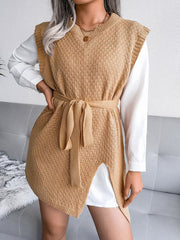 Sleeveless Split Knit Midi Dress