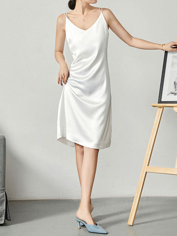 Satin Double Strap Midi Dress