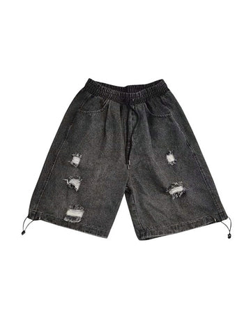 Shorts vaqueros desgastados y lavados para hombre