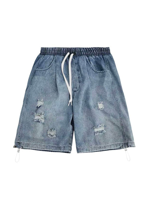 Shorts vaqueros desgastados y lavados para hombre