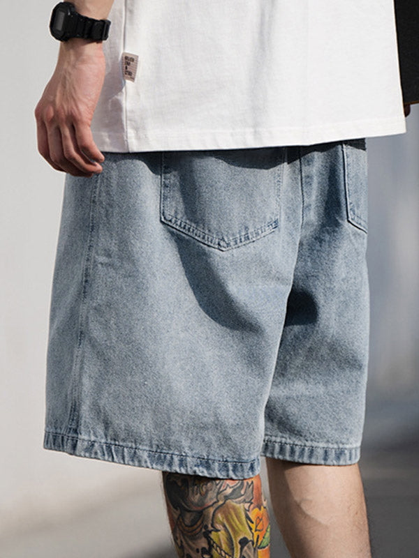 Herren-Jeansshorts mit lockerer Passform und blauer Waschung