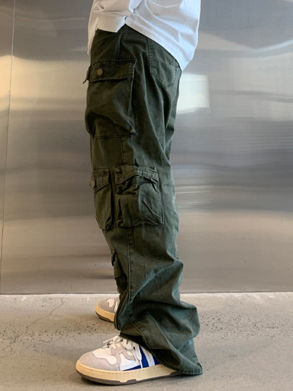 Pantalones cargo holgados con múltiples bolsillos para hombre