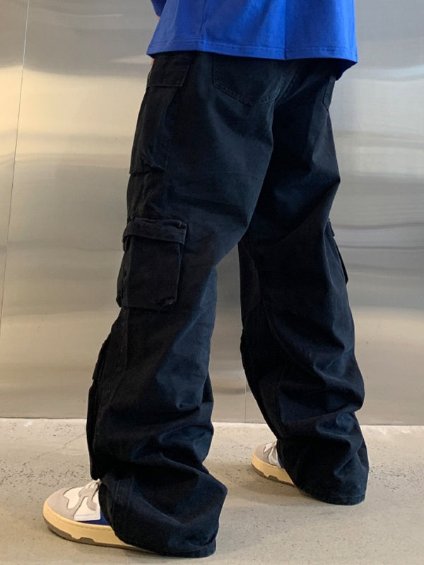 Pantalones cargo holgados con múltiples bolsillos para hombre